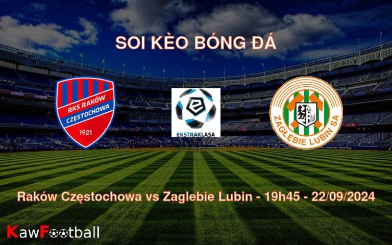 Soi kèo Raków Częstochowa vs Zaglebie Lubin 19h45 22/09/2024