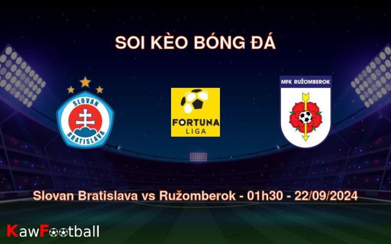 Soi kèo Slovan Bratislava vs Ružomberok 01h30 22/09/2024